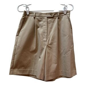 Talbots Women's Khaki Pleated Shorts Size 8‎ Elastic Waist Cotton Blend